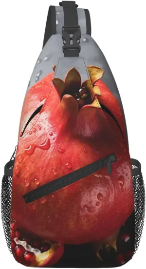 Sling Backpack Adjustable Crossbody Shoulder Bags Pomegranate Casual Chest Bag Hiking Daypack