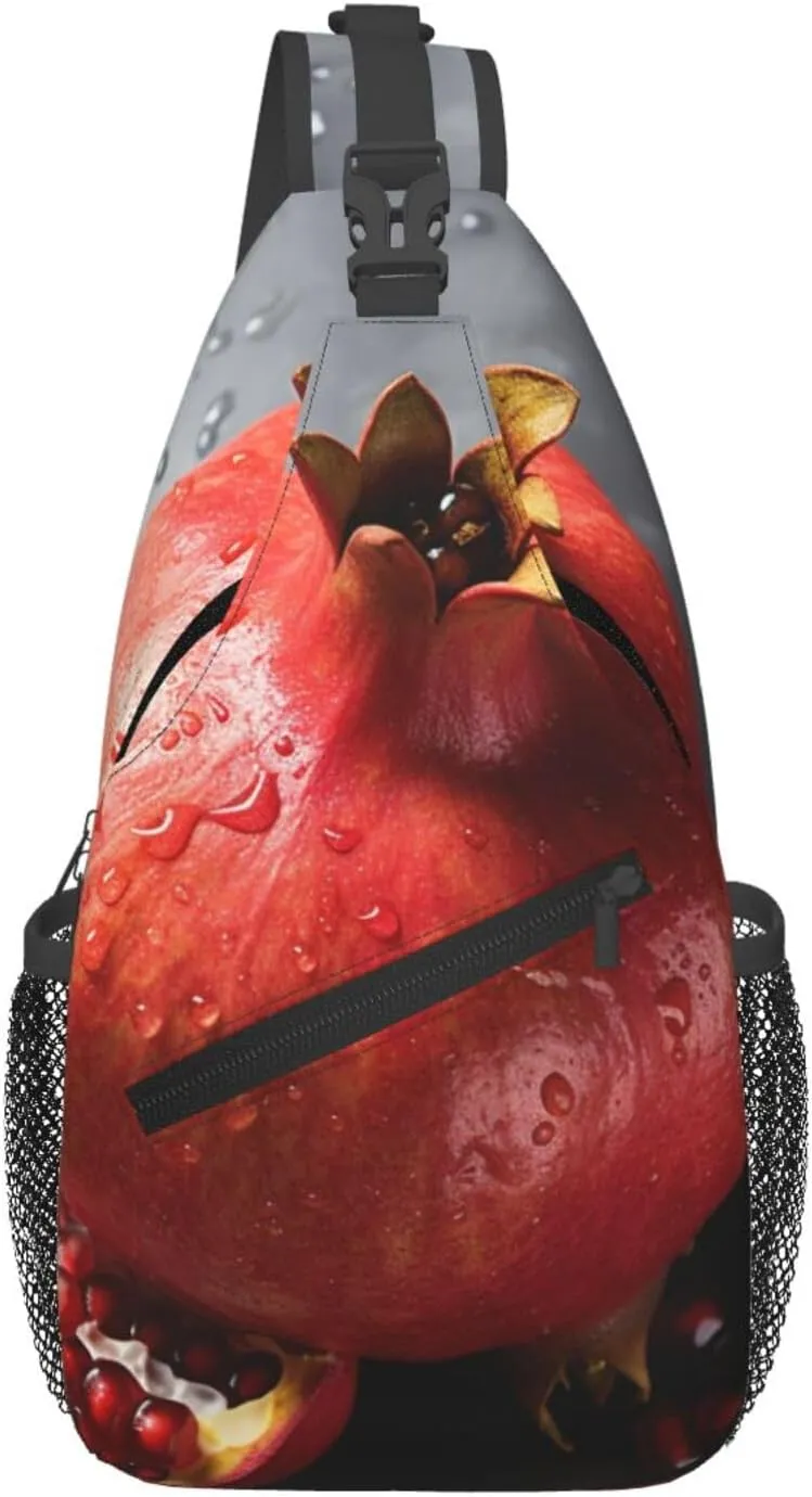 Sling Backpack Adjustable Crossbody Shoulder Bags Pomegranate Casual Chest Bag Hiking Daypack