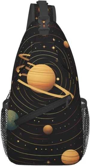 Sling Backpack Bag Crossbody Shoulder Bag Retro Astronomical Pattern Chest Bag Lightweight Hiking Daypack,Unisex