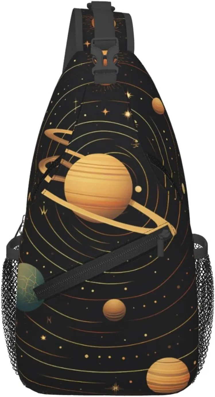 Sling Backpack Bag Crossbody Shoulder Bag Retro Astronomical Pattern Chest Bag Lightweight Hiking Daypack,Unisex