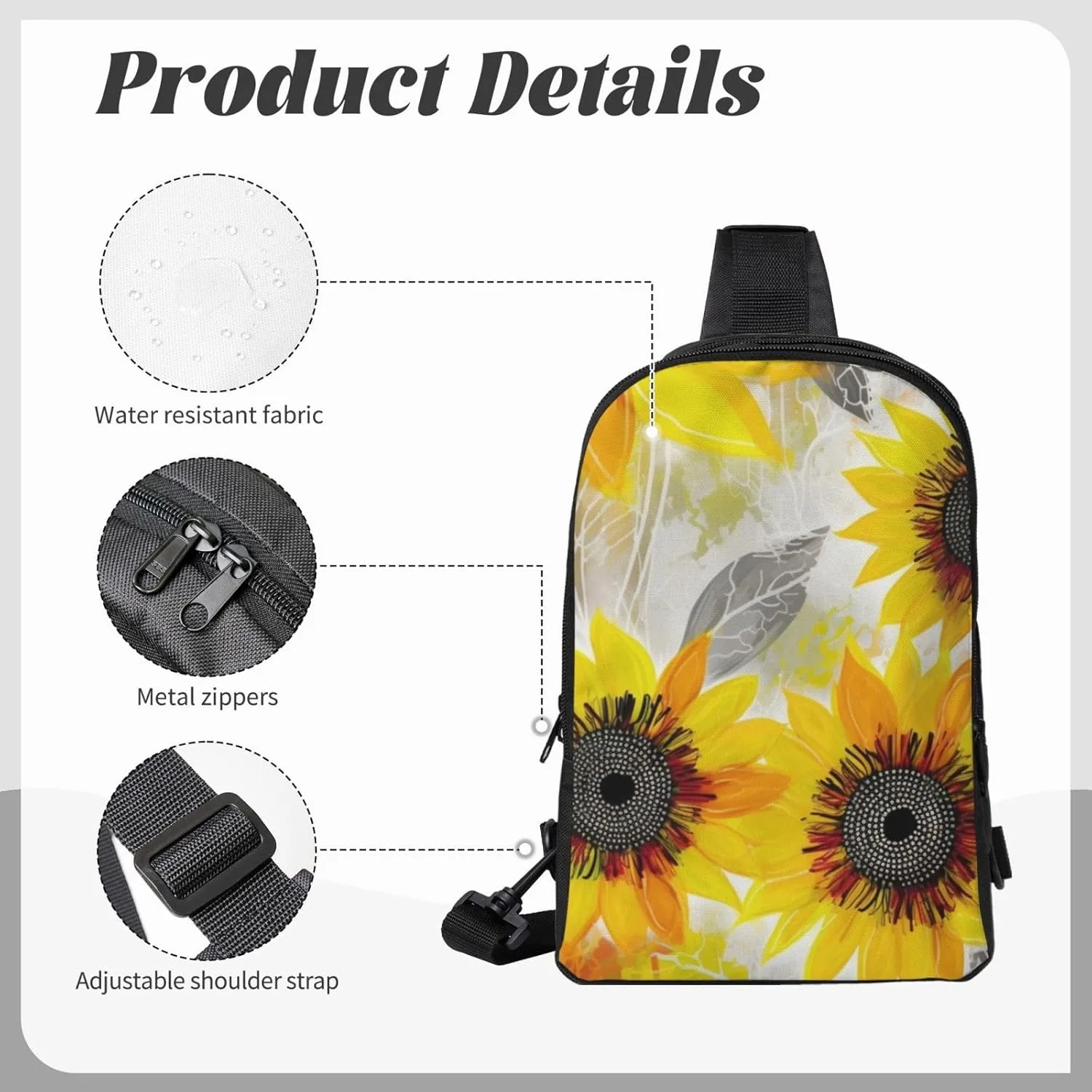 Sling Backpack Crossbody Sling Bag for Men Women Cross Chest Bag Abstract Sunflowers Shoulder Bag Travel Hiking Daypack