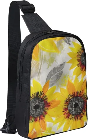 Sling Backpack Crossbody Sling Bag for Men Women Cross Chest Bag Abstract Sunflowers Shoulder Bag Travel Hiking Daypack