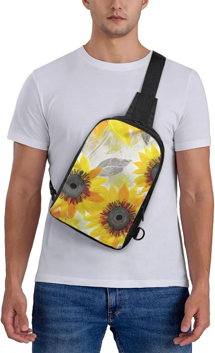 Sling Backpack Crossbody Sling Bag for Men Women Cross Chest Bag Abstract Sunflowers Shoulder Bag Travel Hiking Daypack