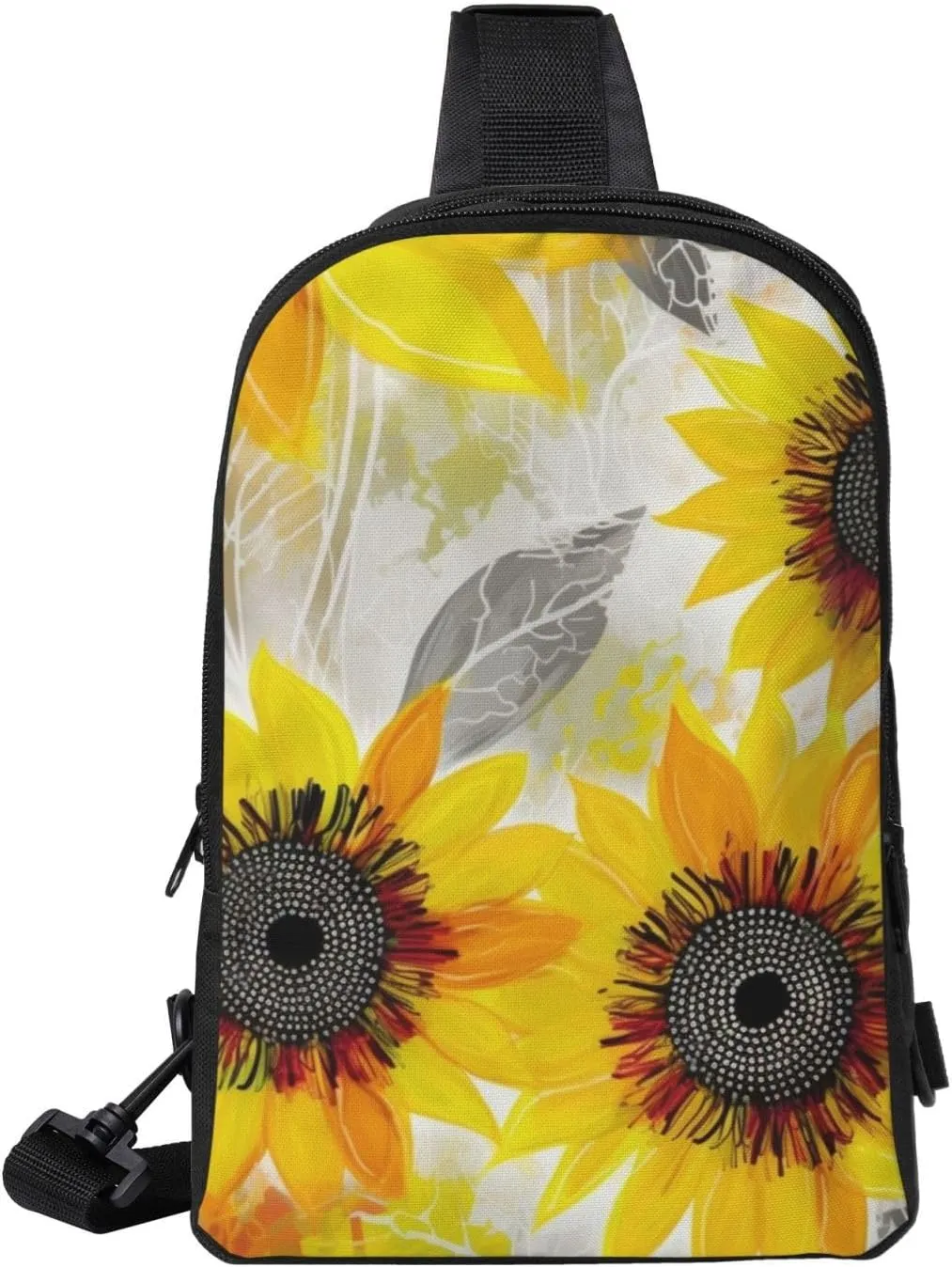 Sling Backpack Crossbody Sling Bag for Men Women Cross Chest Bag Abstract Sunflowers Shoulder Bag Travel Hiking Daypack
