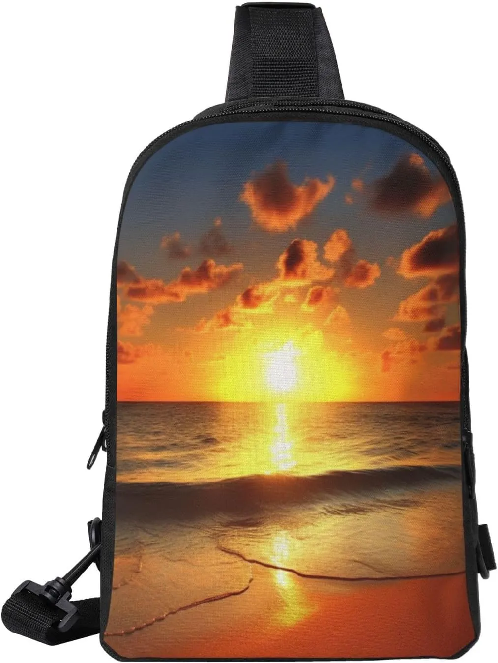 Sling Backpack Crossbody Sling Bag for Men Women Cross Chest Bag Beach Sunrise Shoulder Bag Travel Hiking Daypack