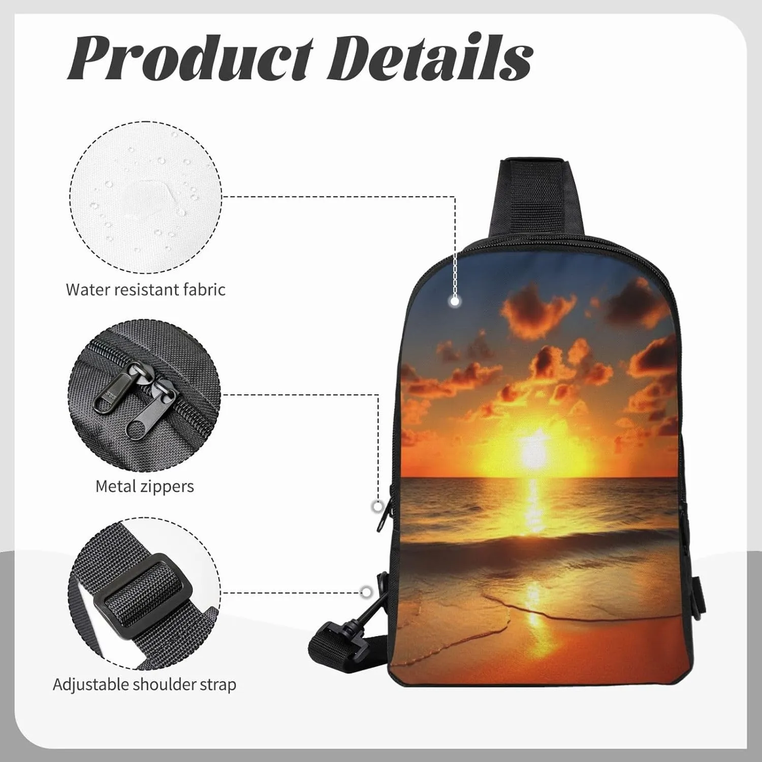 Sling Backpack Crossbody Sling Bag for Men Women Cross Chest Bag Beach Sunrise Shoulder Bag Travel Hiking Daypack