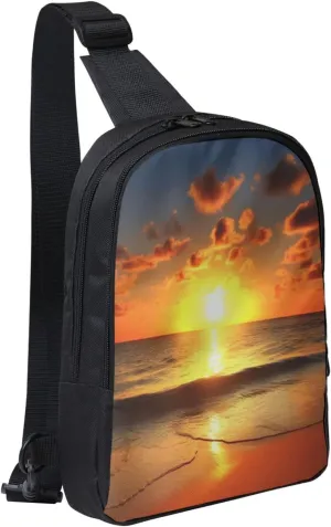 Sling Backpack Crossbody Sling Bag for Men Women Cross Chest Bag Beach Sunrise Shoulder Bag Travel Hiking Daypack
