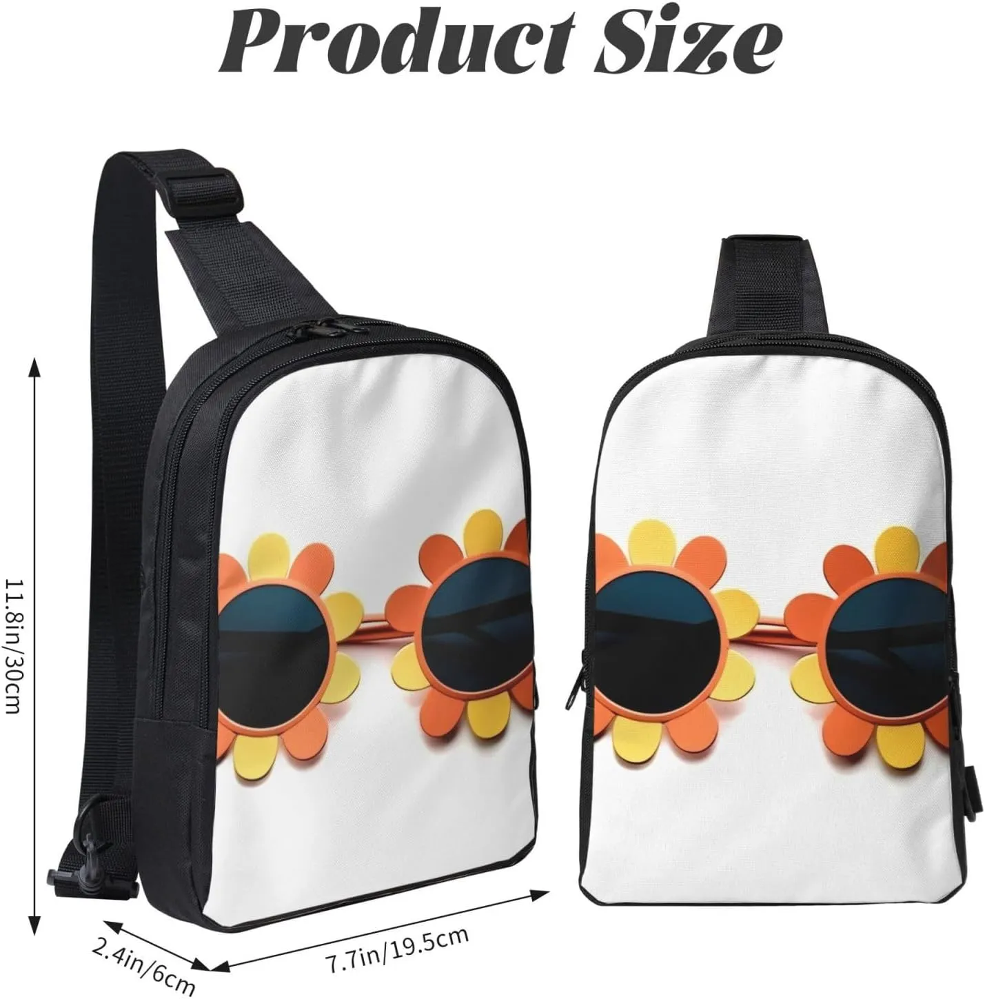 Sling Backpack Crossbody Sling Bag for Men Women Cross Chest Bag Flower sunglasses Shoulder Bag Travel Hiking Daypack