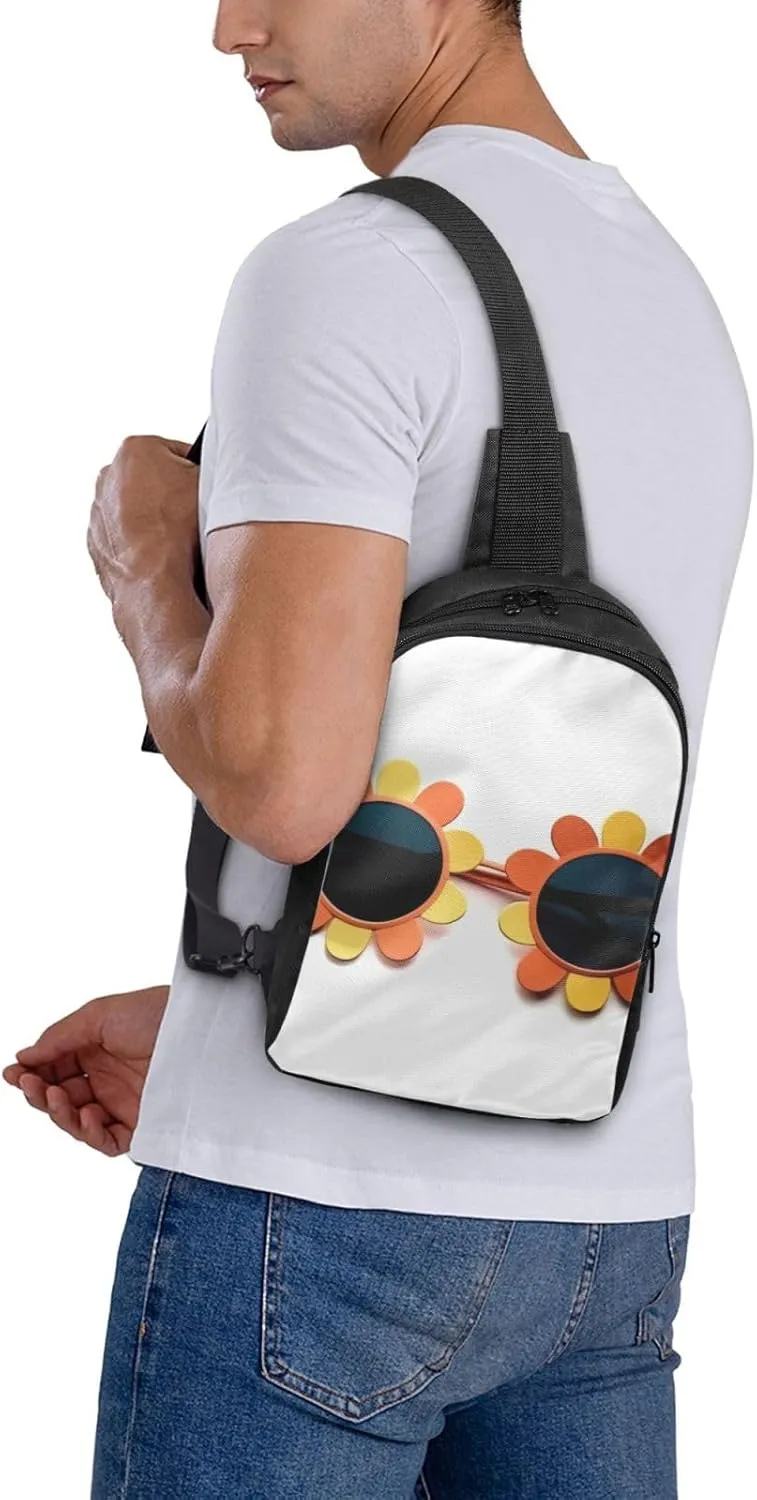 Sling Backpack Crossbody Sling Bag for Men Women Cross Chest Bag Flower sunglasses Shoulder Bag Travel Hiking Daypack