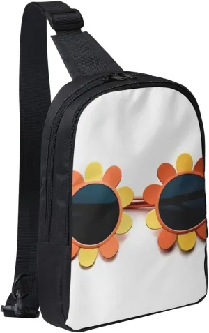 Sling Backpack Crossbody Sling Bag for Men Women Cross Chest Bag Flower sunglasses Shoulder Bag Travel Hiking Daypack