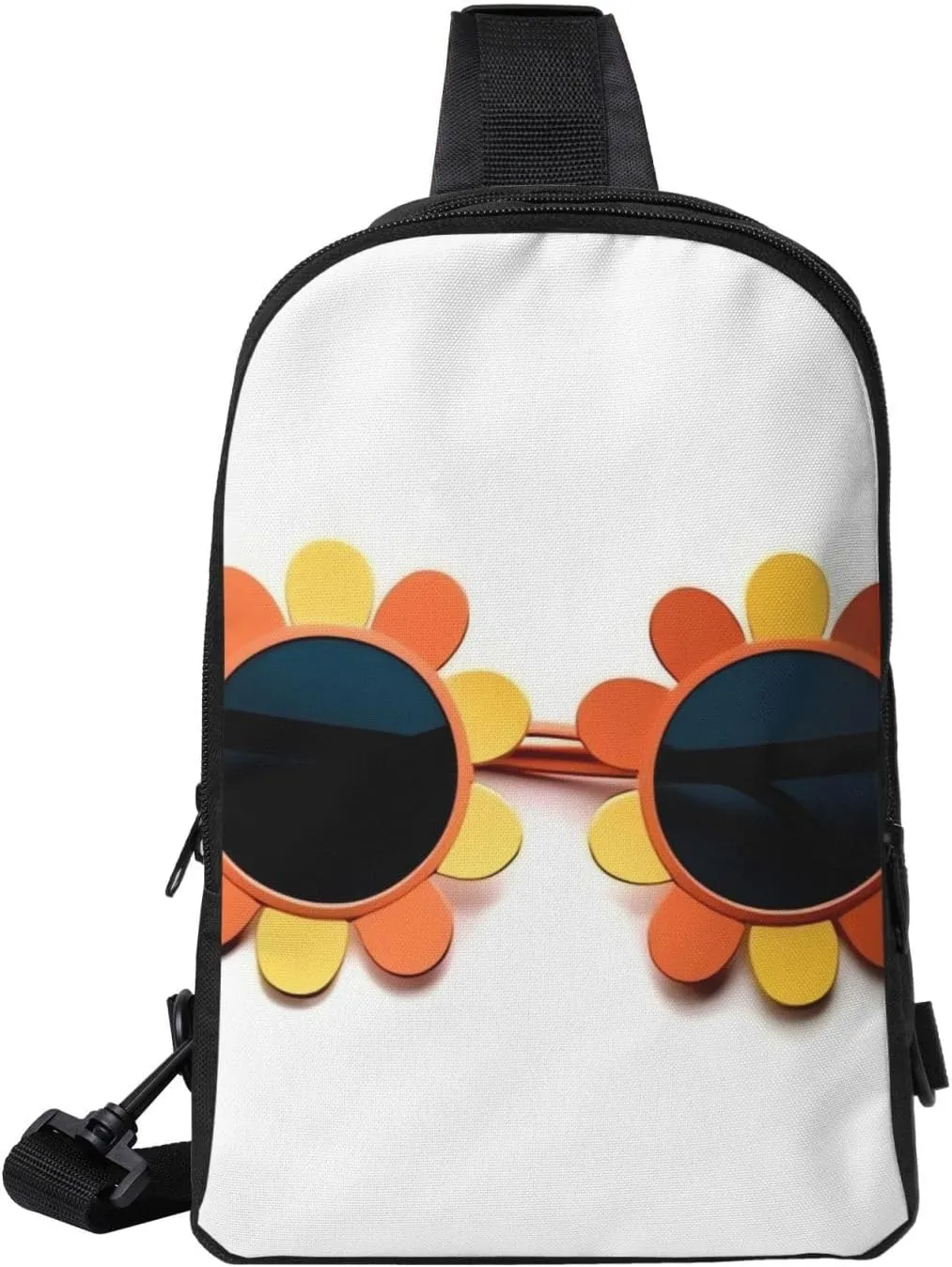 Sling Backpack Crossbody Sling Bag for Men Women Cross Chest Bag Flower sunglasses Shoulder Bag Travel Hiking Daypack