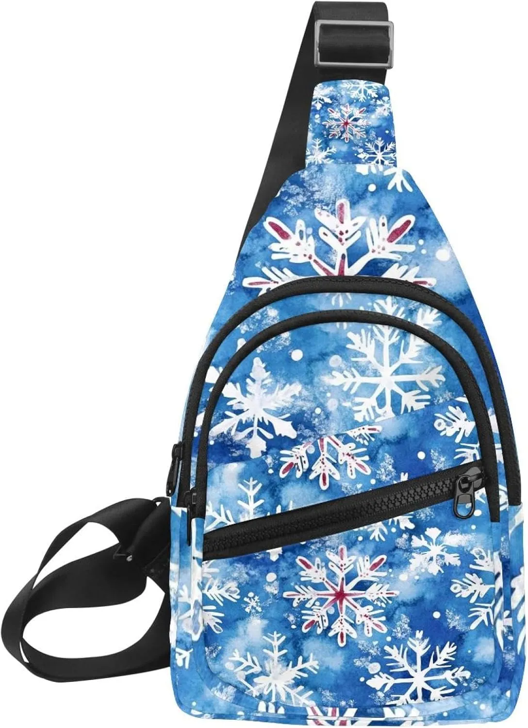 Sling Bag Backpack Crossbody Chest Bag Daypack for Hiking Travel(Christmas New Year Snowflakes 3)