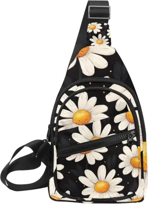 Sling Bag Backpack Crossbody Chest Bag Daypack for Hiking Travel(Cute Daisy (1))