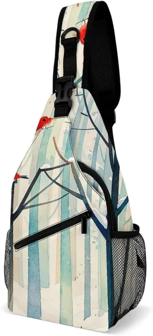 Sling Bag for Women Men Chest Bag Trees in The Winter Forest Crossbody Bag Small Sling Backpack Daypack Fanny Packs