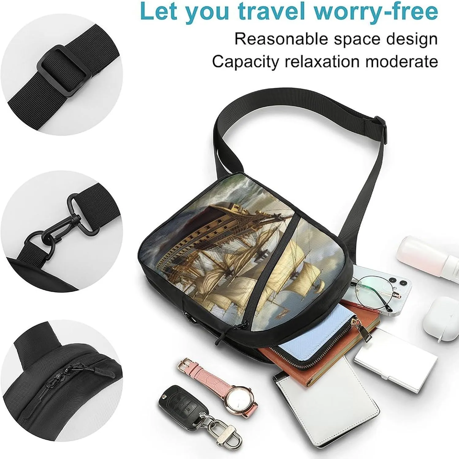 Sling Bag for Women Men Crossbody Sling Backpack Fruit And Spoon Chest Bags Shoulder Backpack Travel Hiking Daypack
