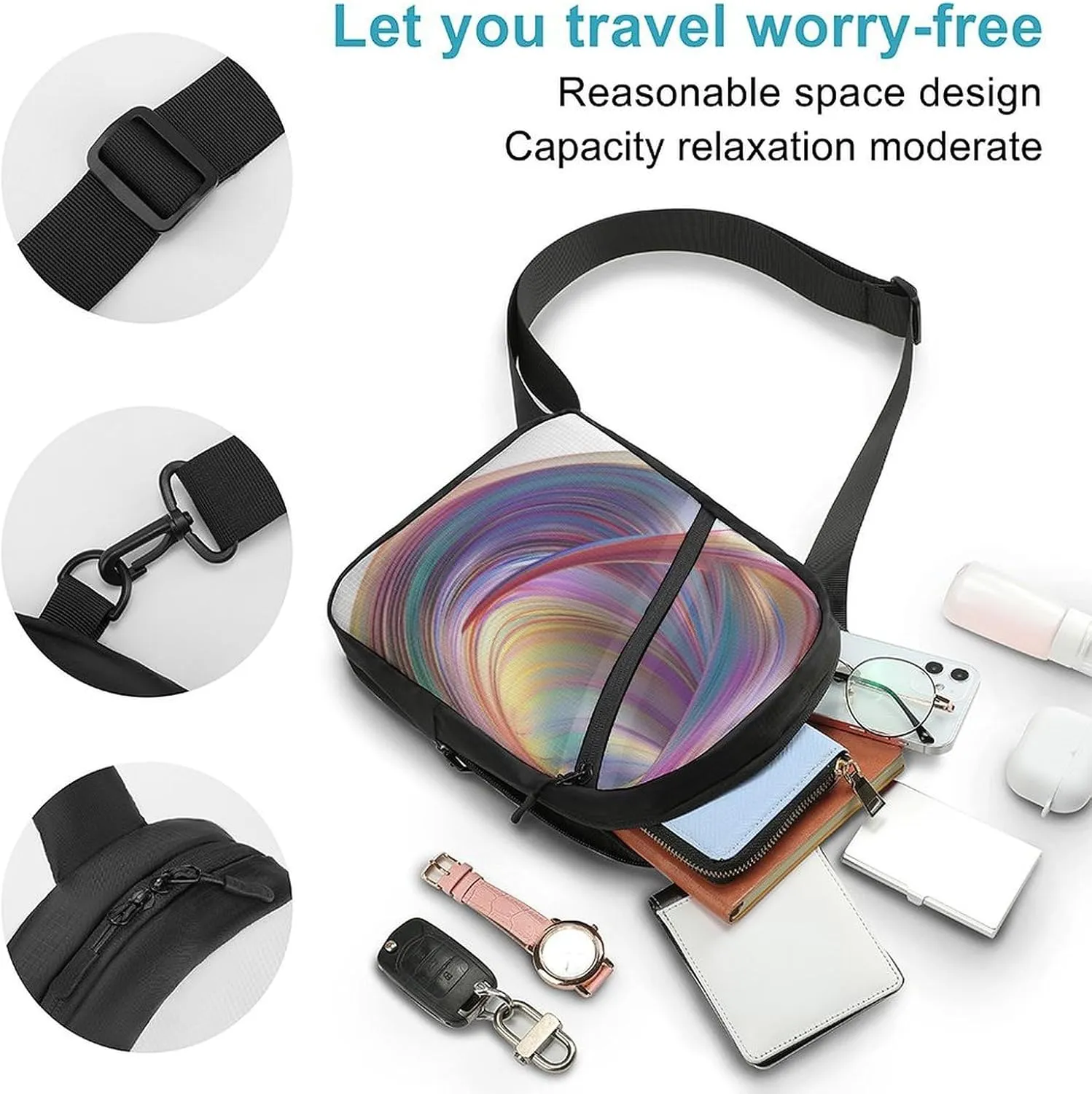 Sling Bag for Women Men Crossbody Sling Backpack Hand Drawn Shark Chest Bags Shoulder Backpack Travel Hiking Daypack