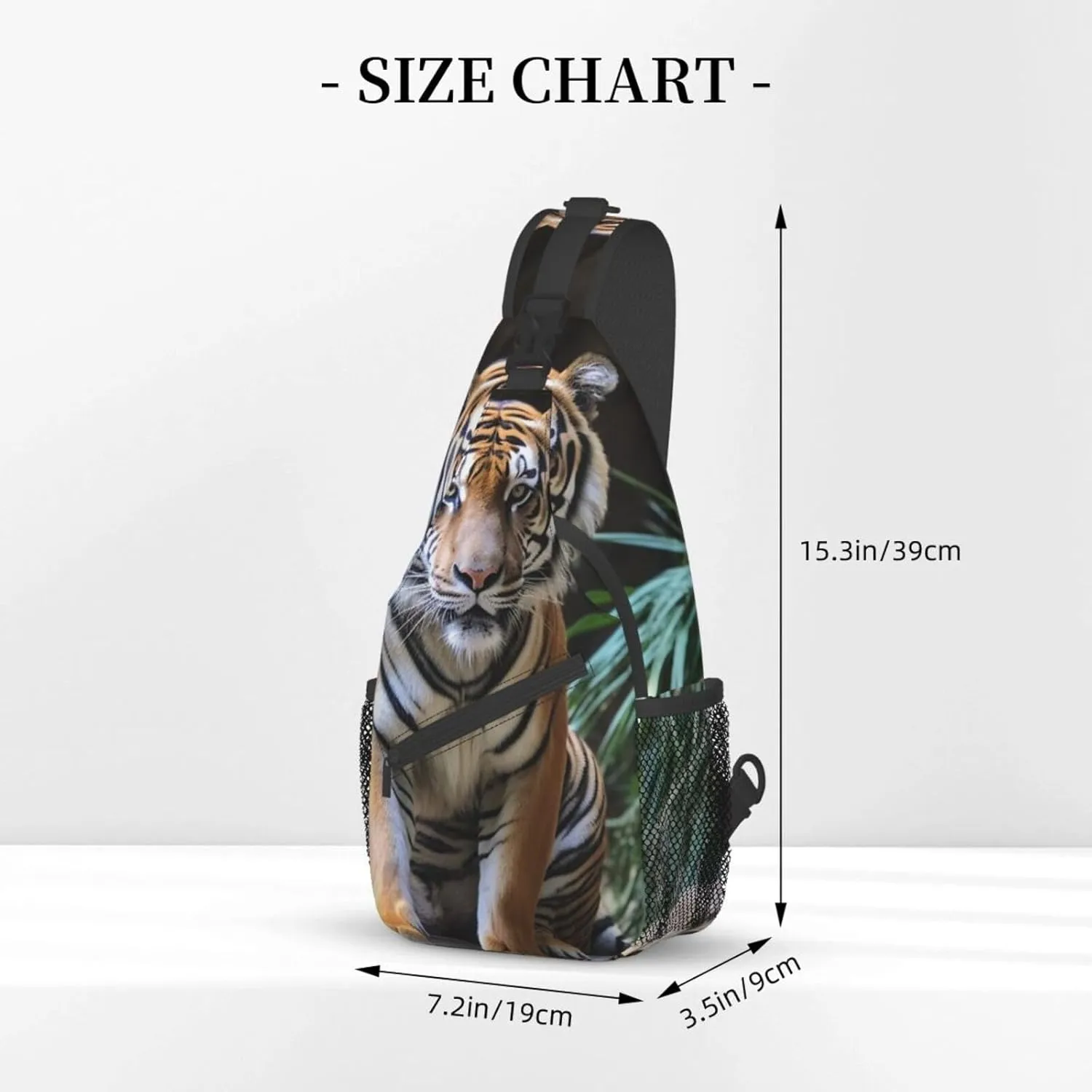 Sling Bag for Women Men Shoulder Bag Travel Paris Chest Bag Travel Fanny Pack Lightweight Casual Daypack, Tiger in the Zoo, One Size