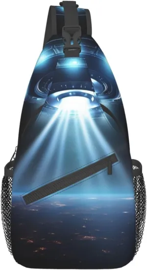 Sling Bag for Women Men Shoulder Bag Valley Chest Bag Travel Fanny Pack Lightweight Casual Daypack, Ufo Spaceship, One Size