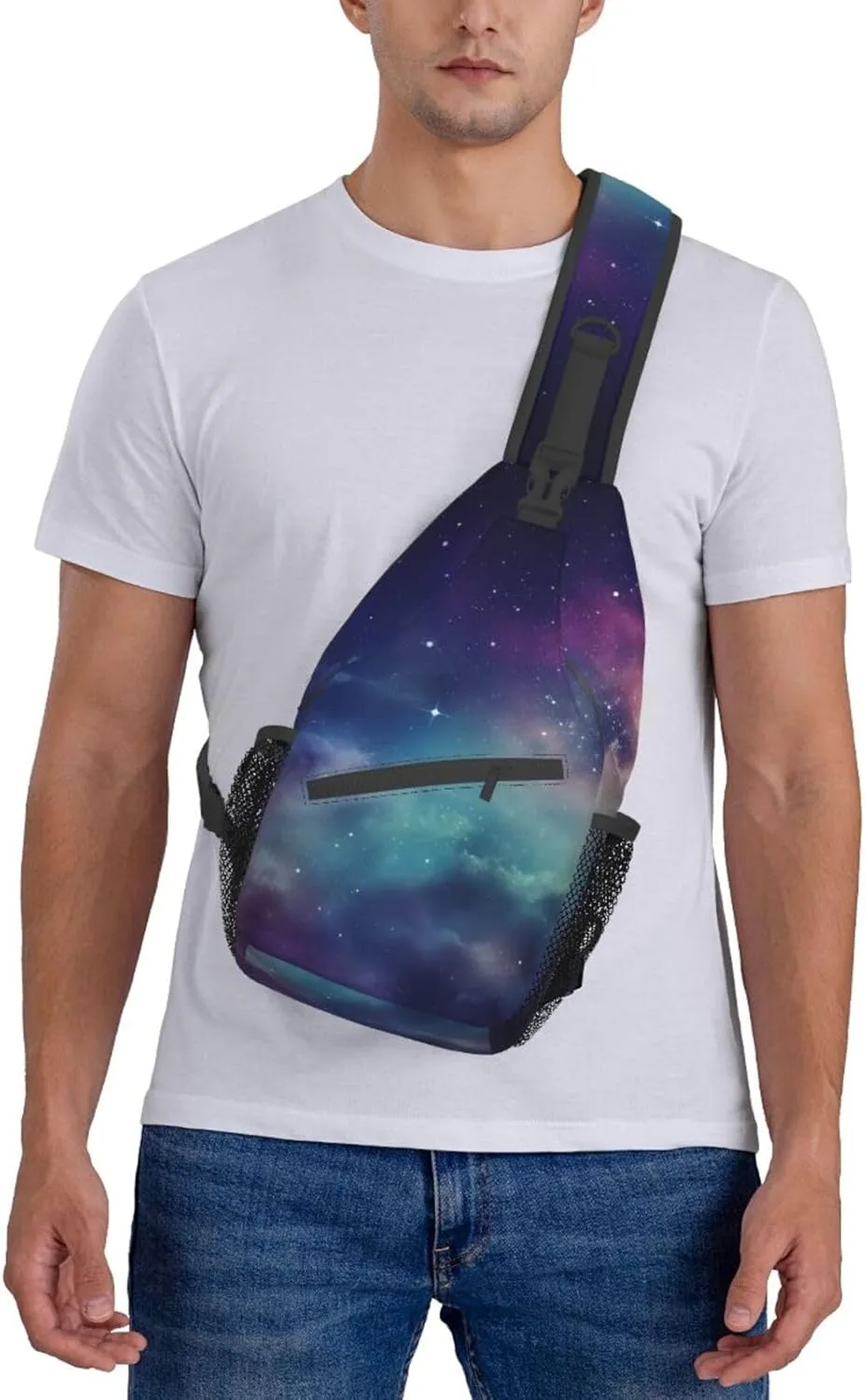 Sling Bag for Women Men Shoulder Bag Valley Chest Bag Travel Fanny Pack Lightweight Casual Daypack, Universe With Stars and Galaxy Interstellar, One Size