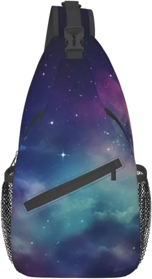 Sling Bag for Women Men Shoulder Bag Valley Chest Bag Travel Fanny Pack Lightweight Casual Daypack, Universe With Stars and Galaxy Interstellar, One Size
