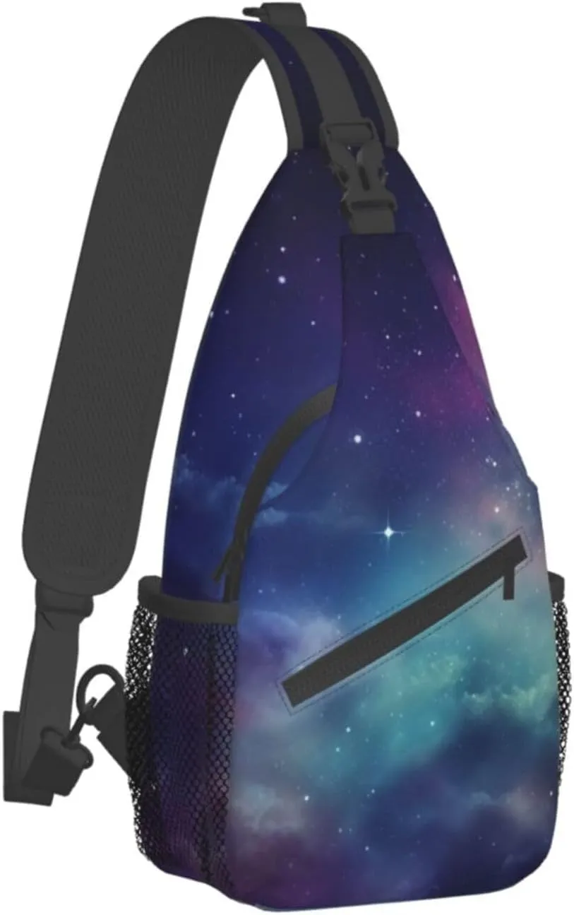 Sling Bag for Women Men Shoulder Bag Valley Chest Bag Travel Fanny Pack Lightweight Casual Daypack, Universe With Stars and Galaxy Interstellar, One Size