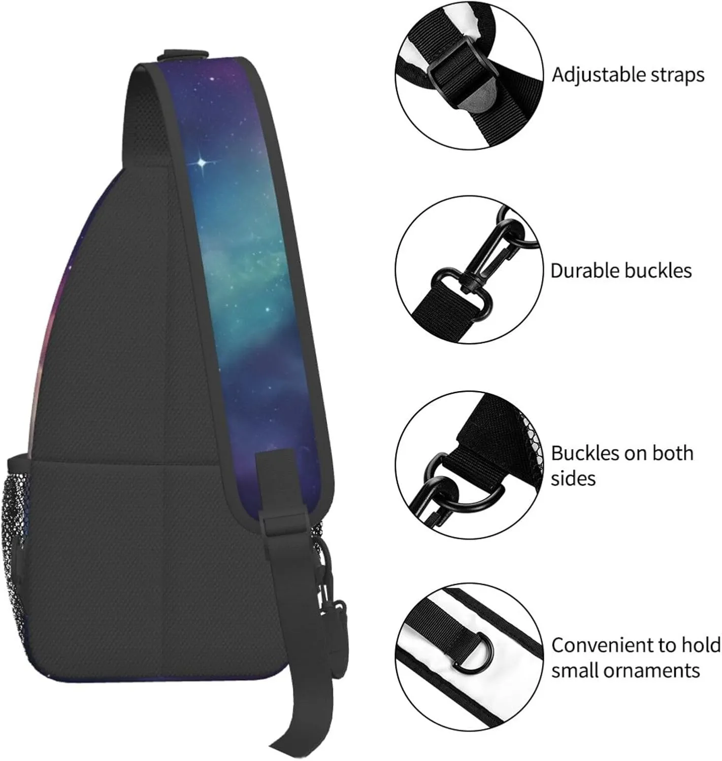 Sling Bag for Women Men Shoulder Bag Valley Chest Bag Travel Fanny Pack Lightweight Casual Daypack, Universe With Stars and Galaxy Interstellar, One Size