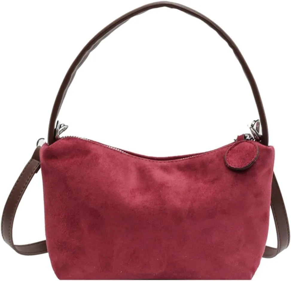 Slouchy Suede Cloud Crossbody Purse Women Crescent Satchels Shoulder Hobo Bags Trendy Travel Top-handle Mini Tote Handbag
