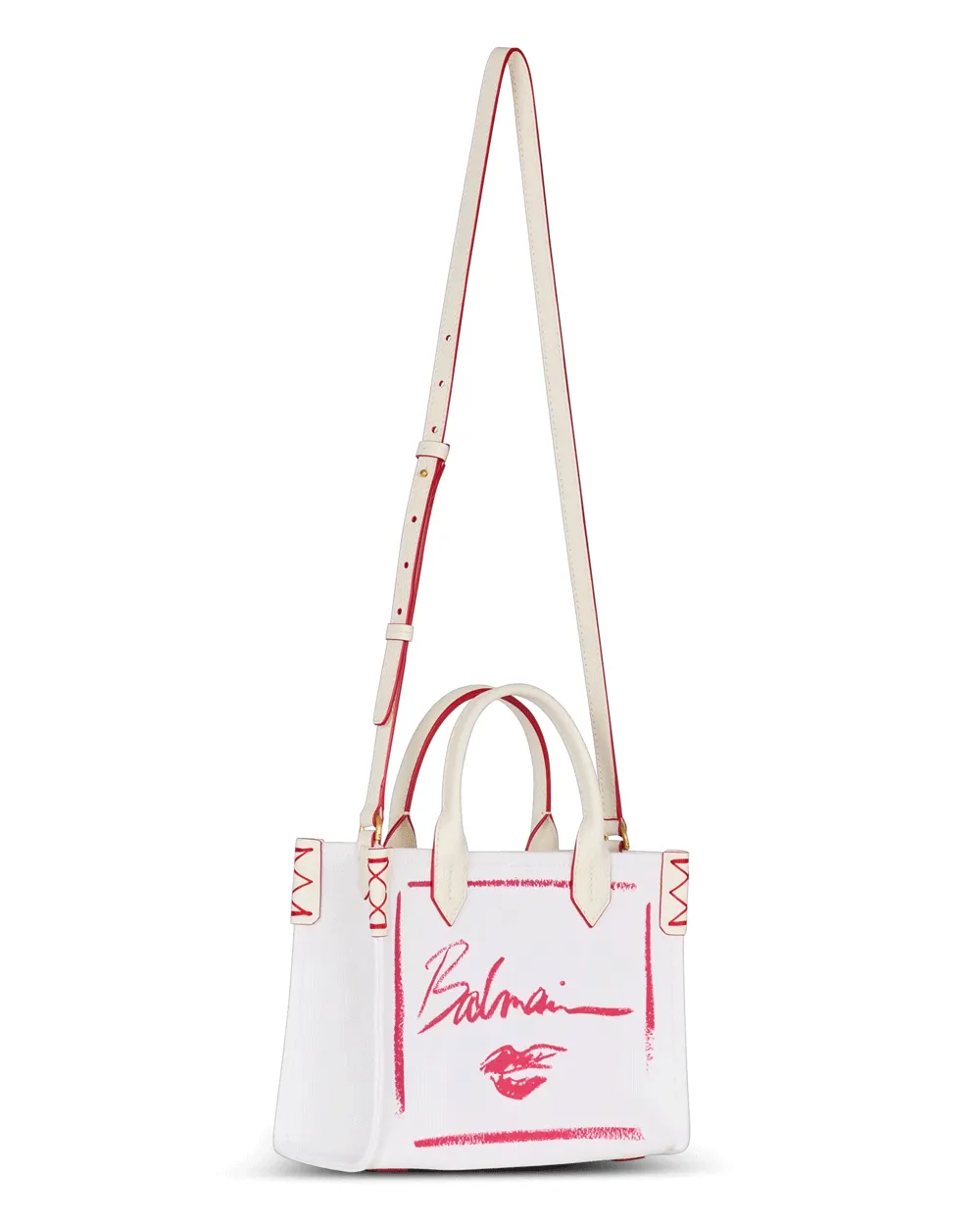 Small B-Army Lipstick Tote in Cream and Red