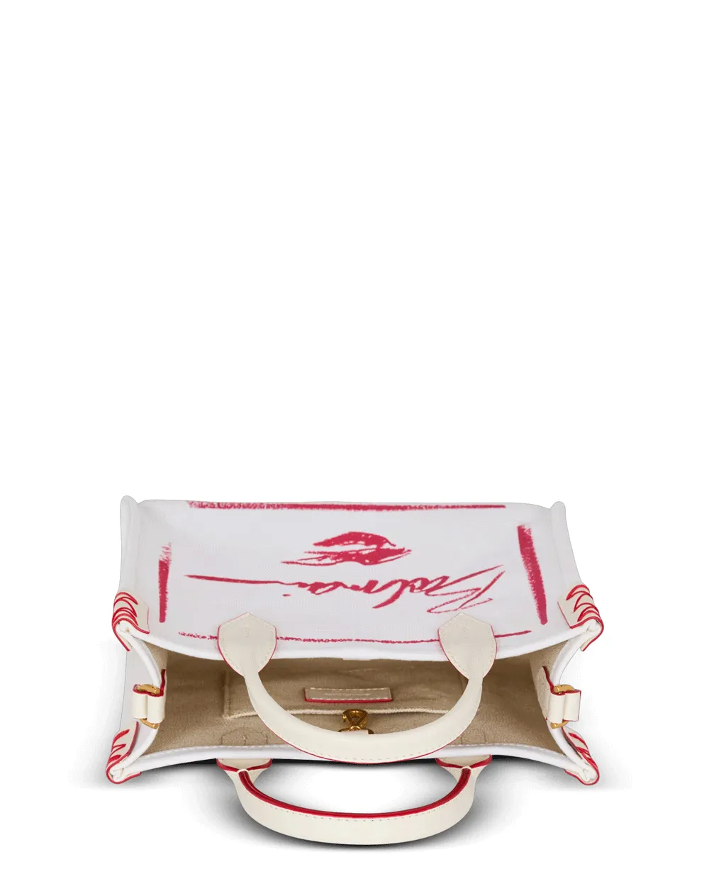 Small B-Army Lipstick Tote in Cream and Red