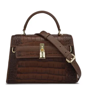 Small Croco Leather Satchel - Date