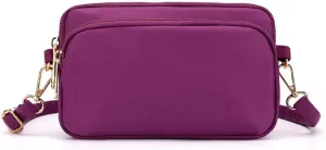 Small Crossbody Purse for Women Waterproof Nylon Purse and Handbag Clutch Purse Cell Phone Purse with Adjustable Strap, Purple