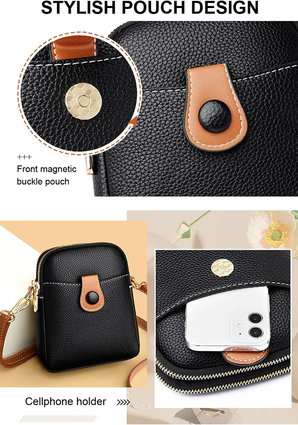 Small Leather Crossbody Bag for Women - Phone Purse and Cross Body Bag
