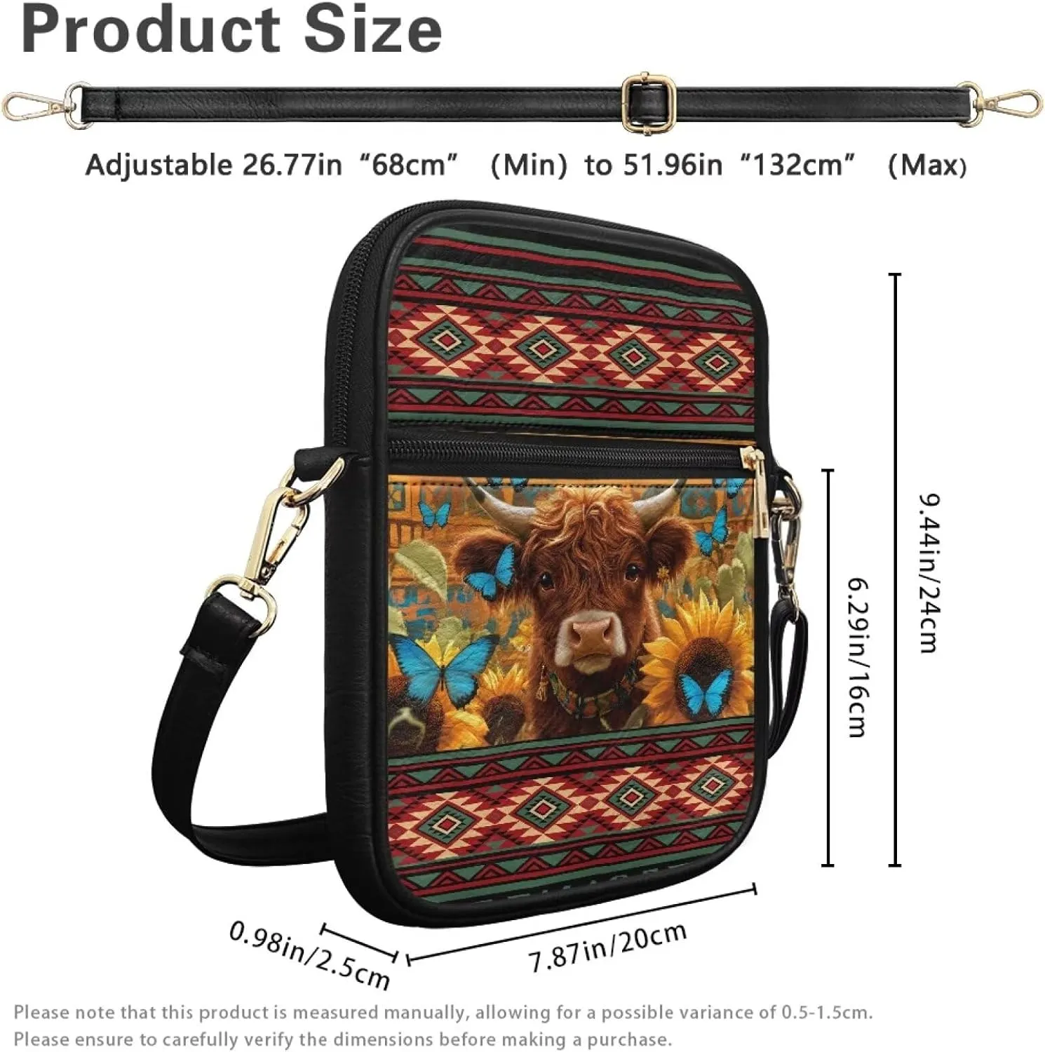 Small Messenger Bag Leather Crossbody Bag for Women Men Fashion Cross Body Shoulder Purse with Adjustable Strap