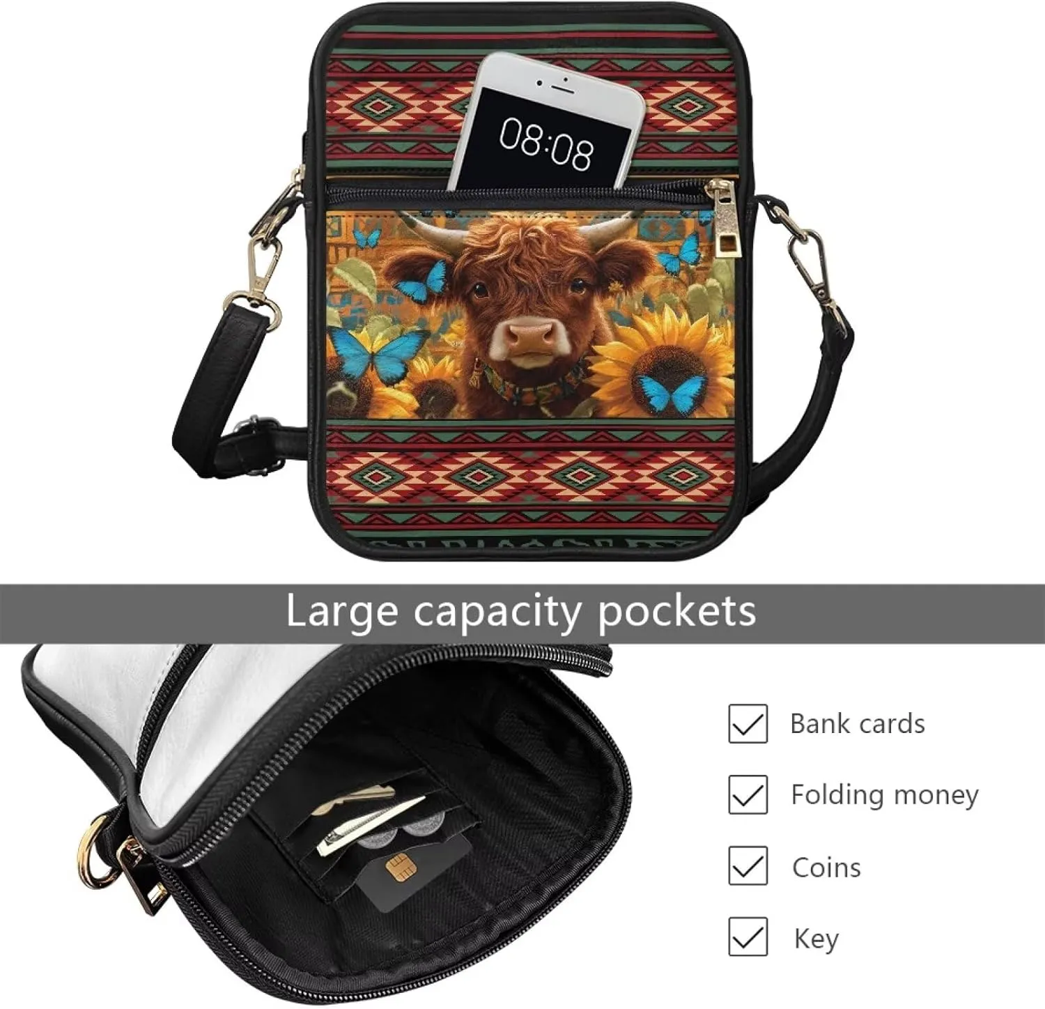 Small Messenger Bag Leather Crossbody Bag for Women Men Fashion Cross Body Shoulder Purse with Adjustable Strap