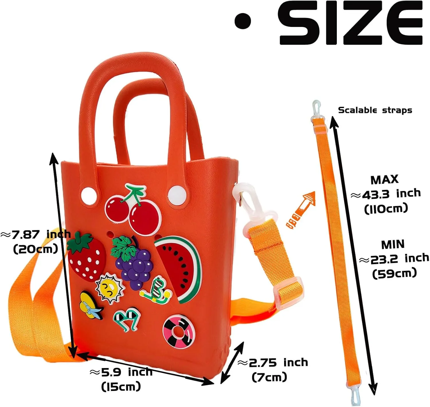 Small Rubber Beach Bag Waterproof Mini Eva Tote Pool Bag With Holes and Crossbody Strap For Women