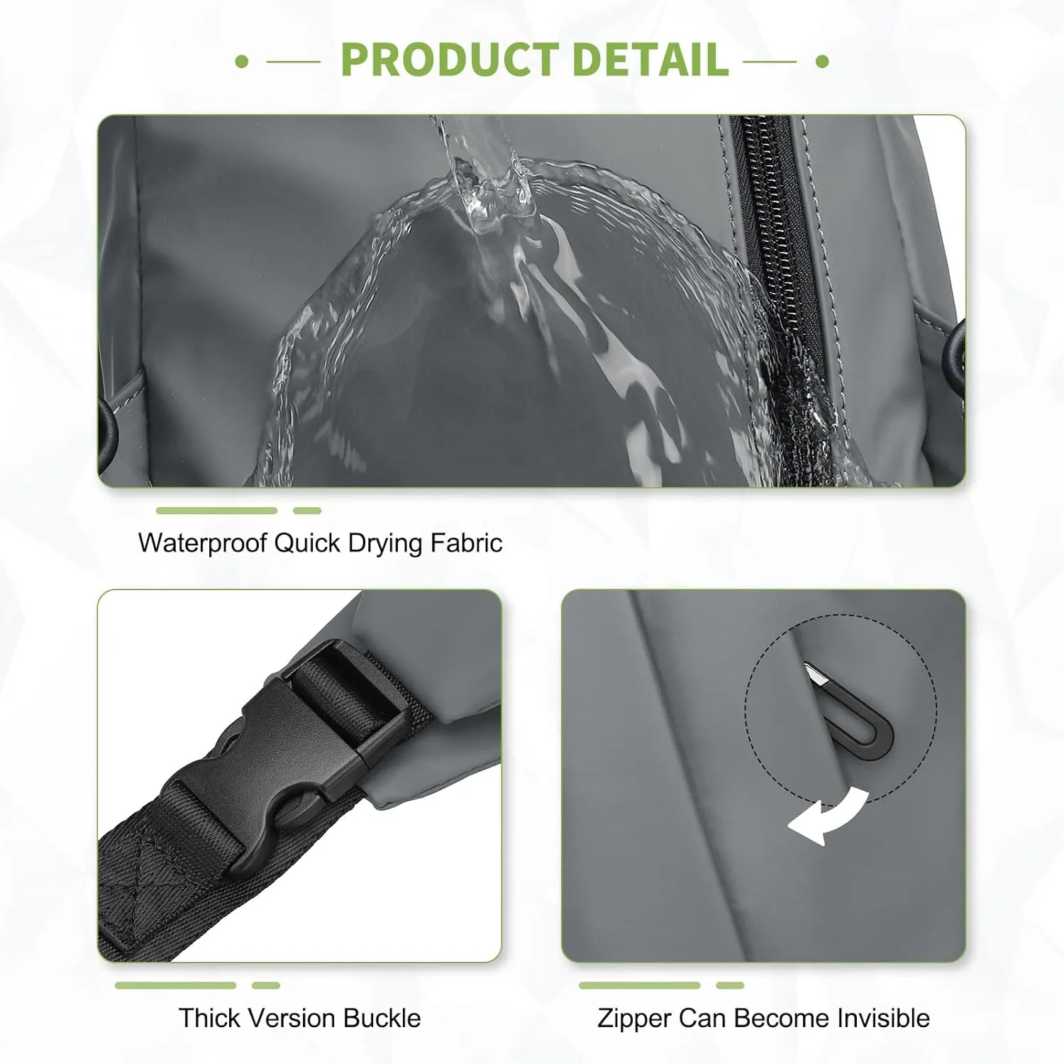 Small Sling Bag, Waterproof Nylon 7.9 Inch Crossbody Chest Bags Daypack Backpack with Anti-theft Pocket for Men Women (Grey)