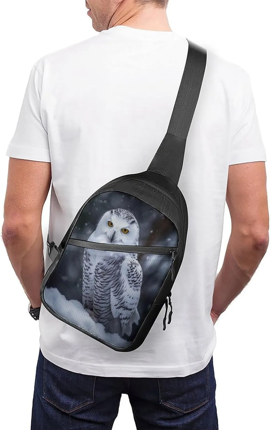 Small Sling Chest Bag Crossbody Bag for Men Women,Arctic Owl Lightweight Gym Daypack for Travel Cycling Hiking