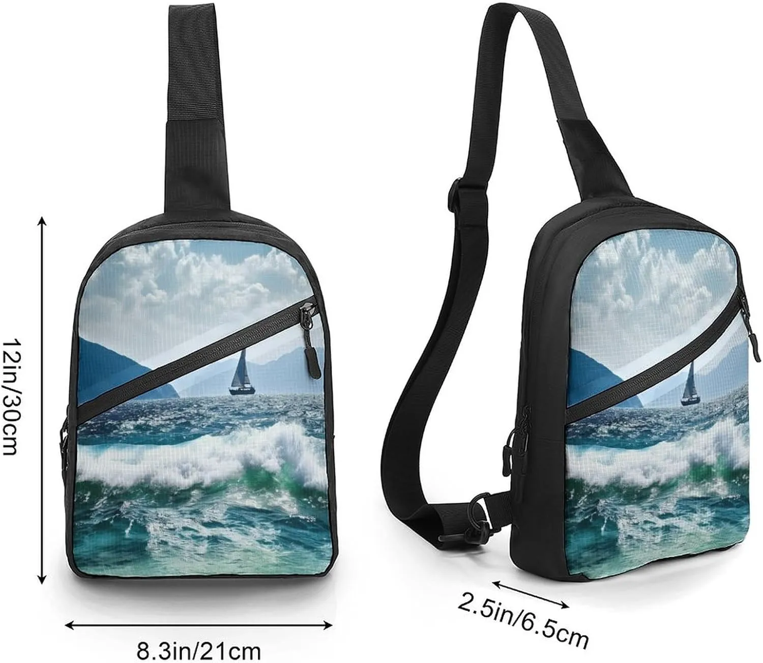 Small Sling Chest Bag Crossbody Bag for Men Women,Beautiful Sea Lightweight Gym Daypack for Travel Cycling Hiking