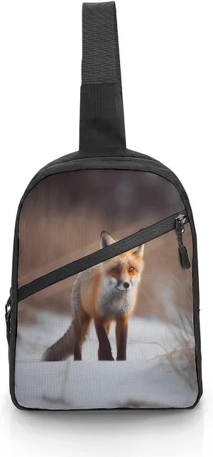 Small Sling Chest Bag Crossbody Bag for Men Women,Cute Fox Lightweight Gym Daypack for Travel Cycling Hiking