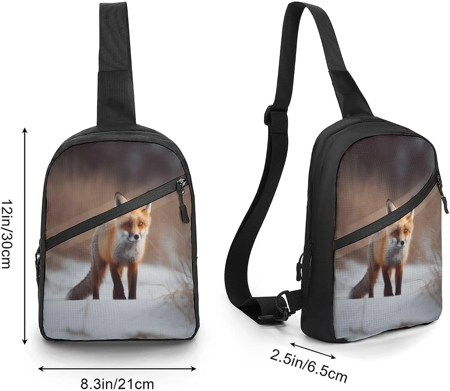 Small Sling Chest Bag Crossbody Bag for Men Women,Cute Fox Lightweight Gym Daypack for Travel Cycling Hiking