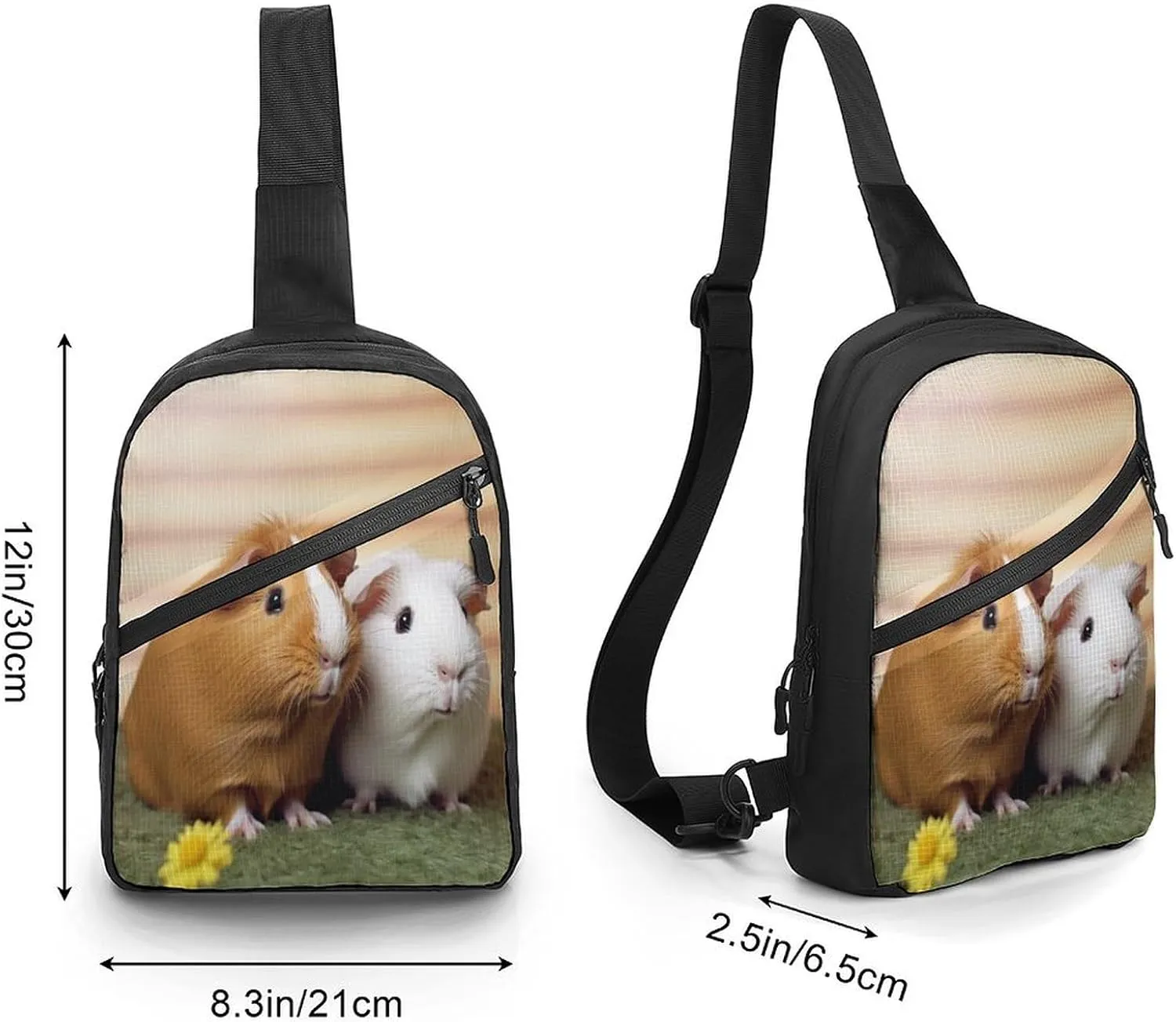 Small Sling Chest Bag Crossbody Bag for Men Women,Cute Guinea Pig Lightweight Gym Daypack for Travel Cycling Hiking