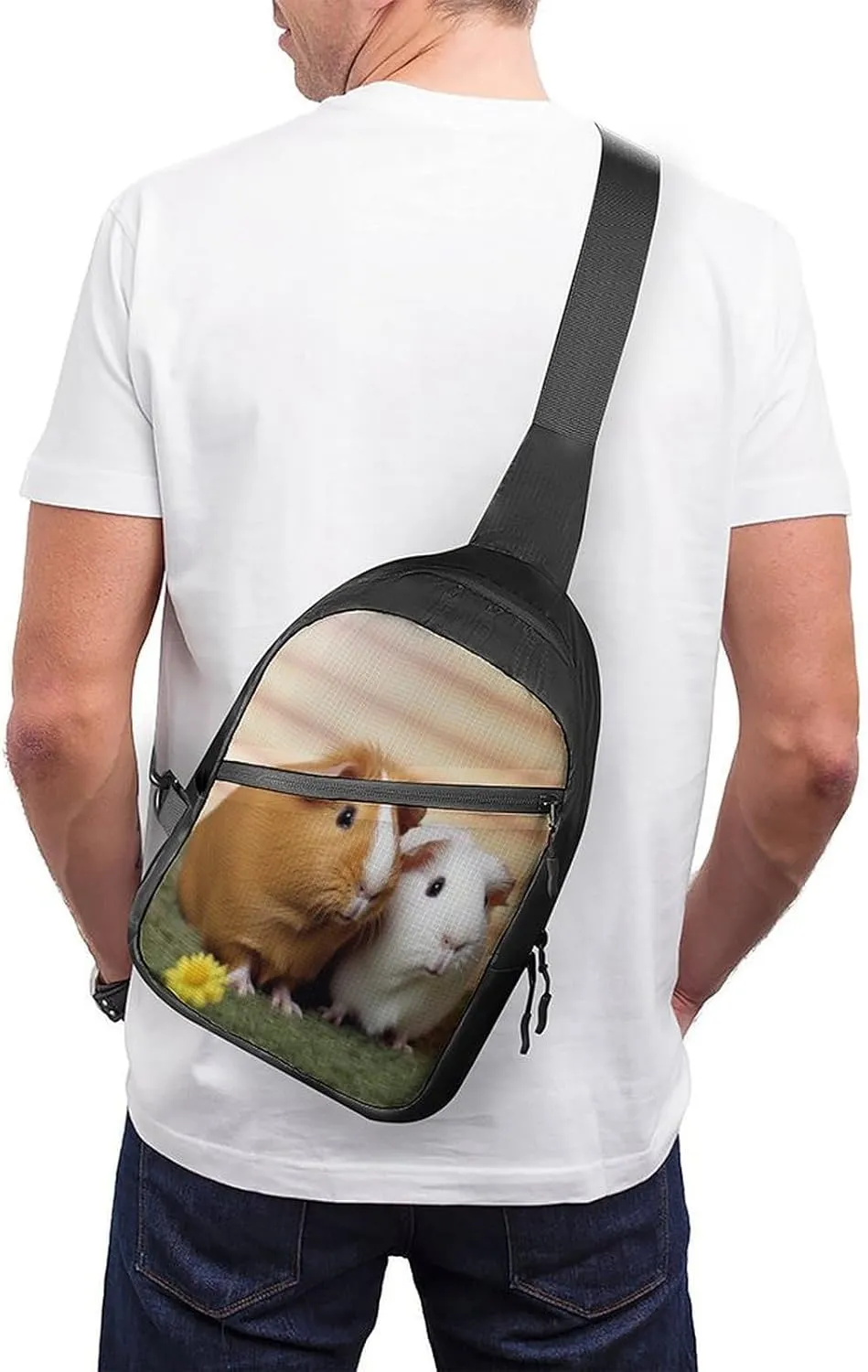 Small Sling Chest Bag Crossbody Bag for Men Women,Cute Guinea Pig Lightweight Gym Daypack for Travel Cycling Hiking