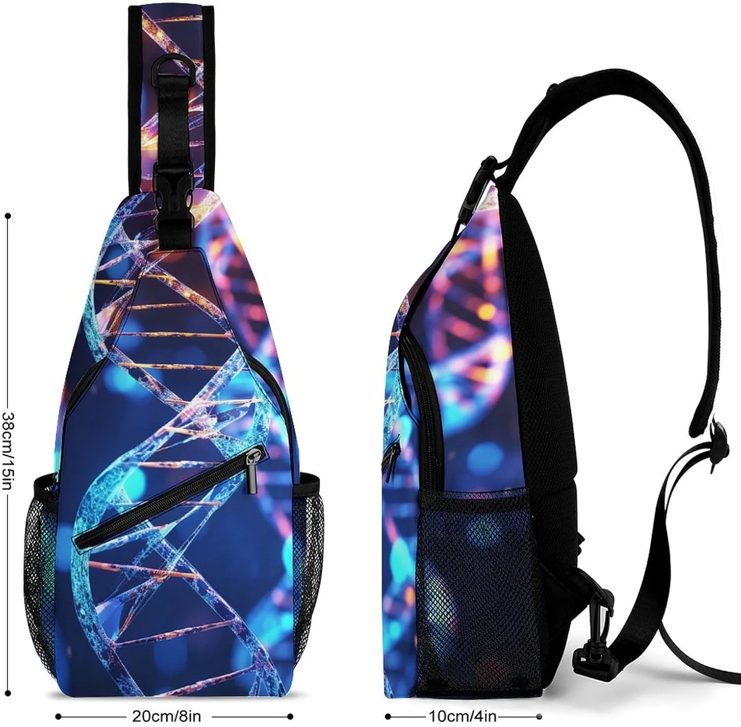 Small Sling Chest Bag Crossbody Bag for Men Women,DNA Genetic Helix Lightweight Gym Daypack for Travel Cycling Hiking