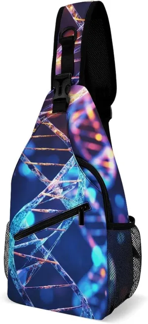 Small Sling Chest Bag Crossbody Bag for Men Women,DNA Genetic Helix Lightweight Gym Daypack for Travel Cycling Hiking