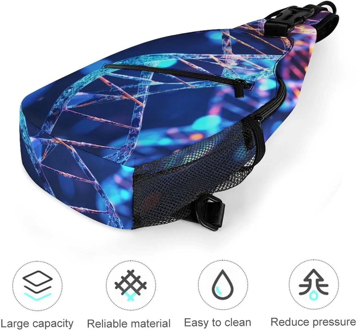 Small Sling Chest Bag Crossbody Bag for Men Women,DNA Genetic Helix Lightweight Gym Daypack for Travel Cycling Hiking