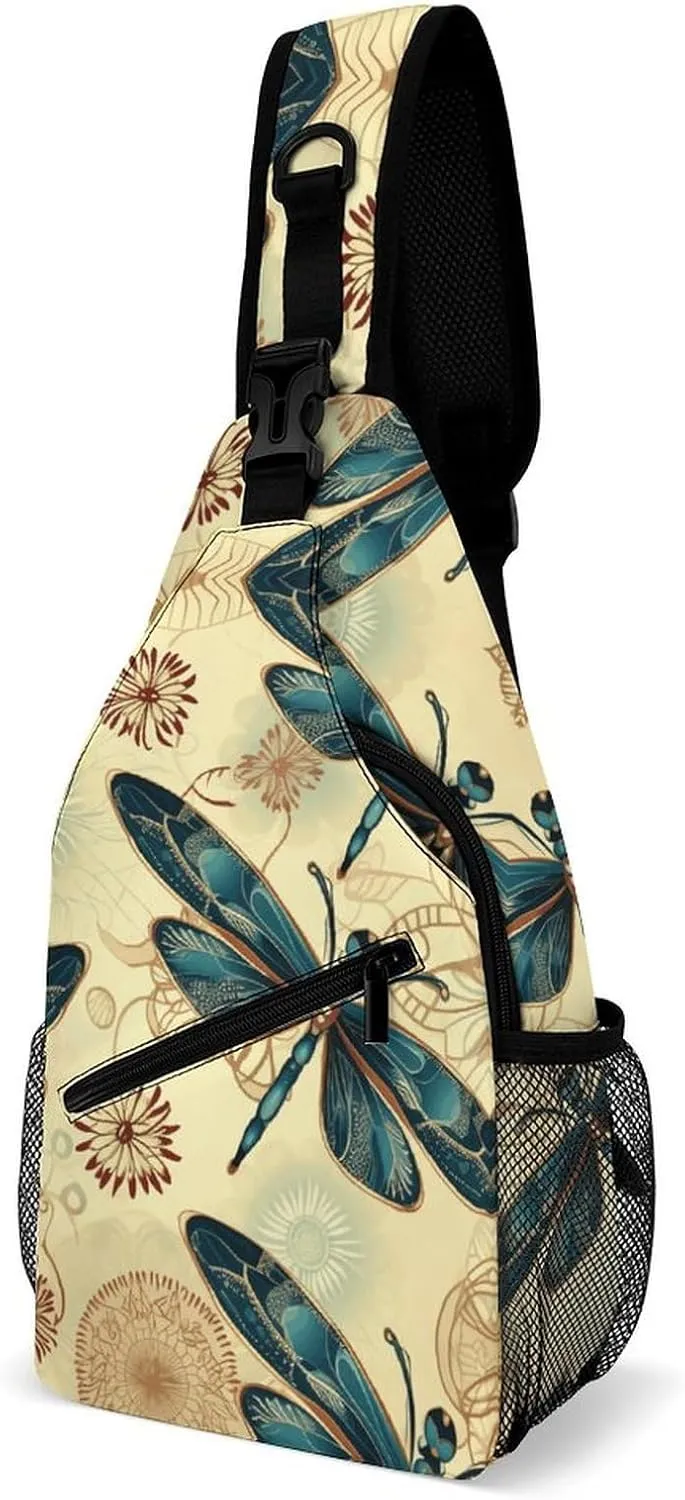 Small Sling Chest Bag Crossbody Bag for Men Women,Dragonfly Lightweight Gym Daypack for Travel Cycling Hiking