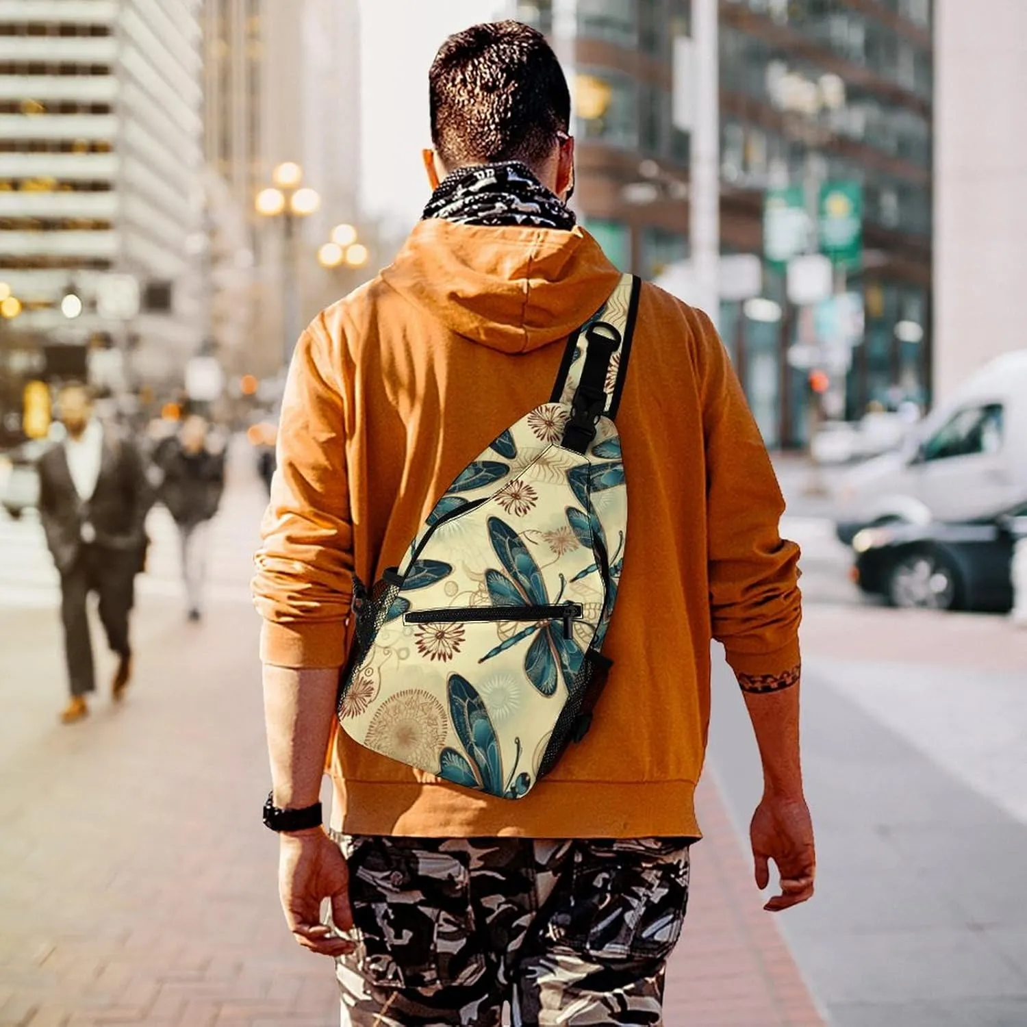 Small Sling Chest Bag Crossbody Bag for Men Women,Dragonfly Lightweight Gym Daypack for Travel Cycling Hiking