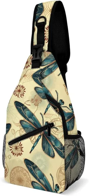 Small Sling Chest Bag Crossbody Bag for Men Women,Dragonfly Lightweight Gym Daypack for Travel Cycling Hiking