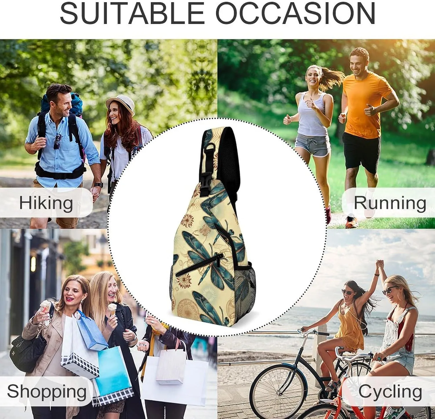 Small Sling Chest Bag Crossbody Bag for Men Women,Dragonfly Lightweight Gym Daypack for Travel Cycling Hiking