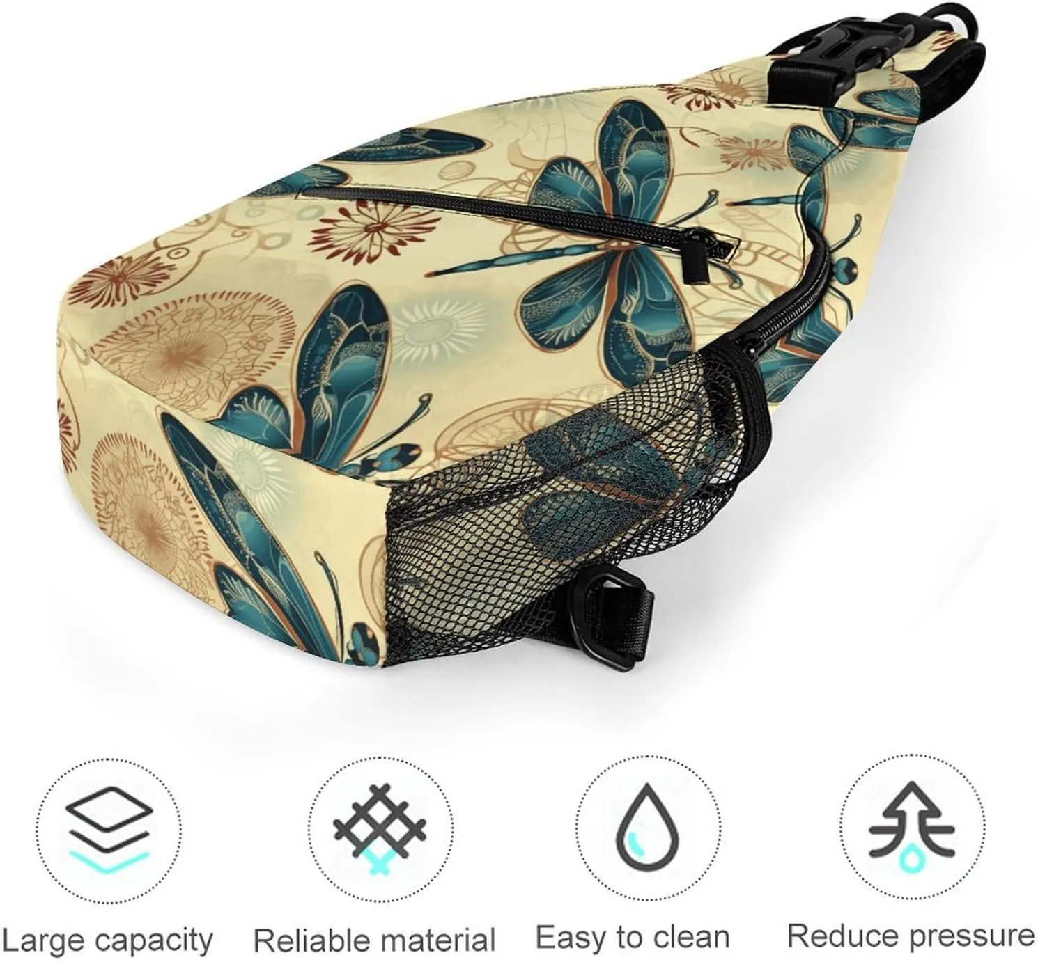 Small Sling Chest Bag Crossbody Bag for Men Women,Dragonfly Lightweight Gym Daypack for Travel Cycling Hiking